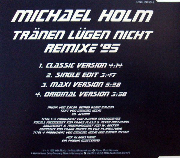 Tränen Lügen Nicht (Remixe '95) - HOLM, MICHAEL (CD)