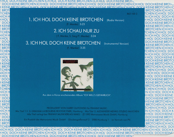 Ich Hol Doch Keine Brötchen - MENKE, FRANZISKA (CD)